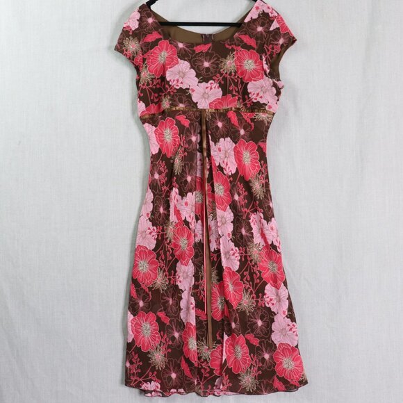 Vintage Jody of California Brown Floral Dress *11/12 Boho Empire Waist USA - Picture 15 of 16